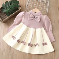 ZV67YT (LOLI-JKT) BR- 675 PREMIUM KNITTED CHILDREN'S DRESS, THICK, SMALL RIBBON, 3 COLORS, SIZE 90-1