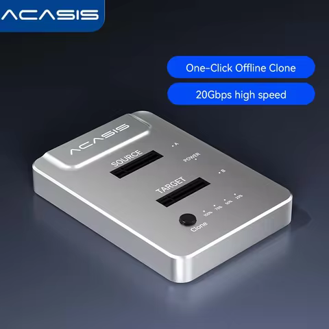 ACASIS One-Button Offline Clone Dual-Bay M.2 NVMe SSD Enclosure - 10Gbps, Support 2x 8TB, for SSD-22