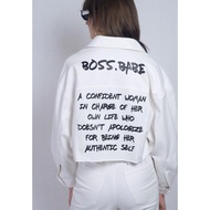 OCWA BOSS BABE WHITE CROP JEANS JACKET