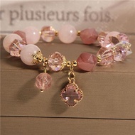hotsale Purple Crystal Bracelet Female Niche Light Luxury Retro Four-leaf Clover Transfer Bracelet F