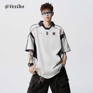 Baju polo sukan Amerika lelaki musim panas vibe jalan raya reka bentuk rasa cetak T-shirt jenama fes