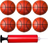 6 Inches Mini Basketball,6 Pack Mini Basketballs for Kids,Inflatable Miniature Basketball Set with A