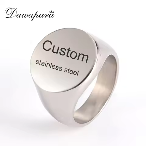 Dawapara Stainless Steel Custom Ring for Men Key of Solomon Customizable Pattern Laser Engraving Rin
