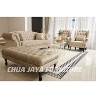 *HIGH PREMIUM*CHESTERFIELD SOFA WING CHAIRS +3 SEATER+STOOL