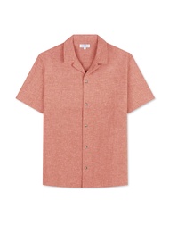 AIIZ (เอ ทู แซด) - เสื้อเชิ้ตผู้ชายแขนสั้นปกฮาวาย ผ้าคอตตอนผสมลินิน Men's Camp Collar Shorts Sleeve Cotton linen Shirts
