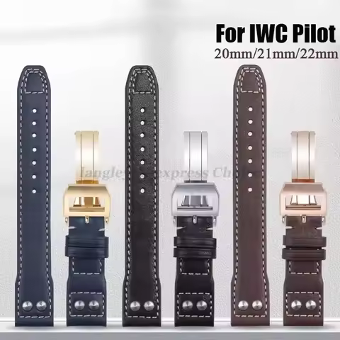 Genuine Leather Watch Strap for IWC Big Pilot Mark 18 Portuguese Belt 20mm 21mm 22mm Bracelet for Sc