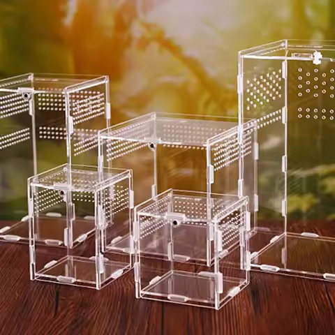Acrylic Transparent Reptile Terrarium Breeding Box Turtle Cage Nano Arboreal Tarantula Enclosure Dea