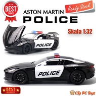 Diecast Miniature Police Car Toy Aston Martin DB 11 AMR Metal Material 1:32 Scale Police Car Racing