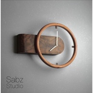 Teak wood wall clock, diameter 50 cm wall clock jam dinding