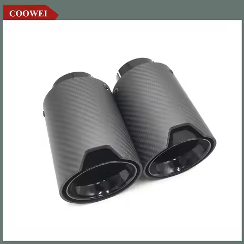 1 PCS Matt Carbon Fiber Tail Exhaust Pipe Black Stainless Steel Muffler For BMW F30 E46 E90 Universa