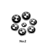 7Pcs/set Original Logo Cap For BMW 82mm Front Rear Bonnet Emblem 45mm Car Steering Wheel Sticker 68m