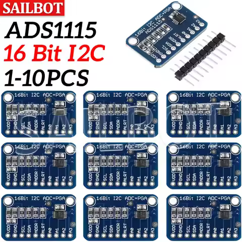 ADS1115 ADC Analog-to-Digital Converter Module with Programmable Gain Amplifier 16 Bit I2C 2.0V To 5