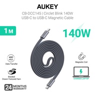 Aukey CB-DCC145 Circlet Blink 140W 1m DTY Braided USB-C to USB-C Magnetic Cable (24 Months Warranty)