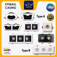 Single Double Triple LED Eyeball Light Casing Downlight Spotlight Round Square Plaster Recessed Ceil