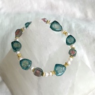 【稀有色系】甜美稀有藍色和紅綠糖芯碧璽珍珠手鏈 水晶設計手