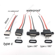 Waterproof USB Type-C 3.1 2 Pin plug USB C Female Socket Welding Charging cable Wire Connector  MY19