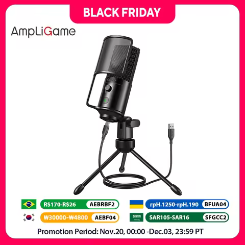 FIFINE USB Streaming Microphone with Pop Filter,Condenser Mic Set with Tap-to-Mute&Vol Control for P