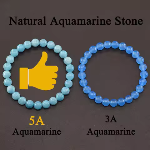 5A Natural Stone Aquamarine Blue Chalcedony Beads Bracelets Women Original Reiki Healing Round Stone