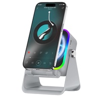 5 in 1 Wireless Induction Bluetooth Speaker Phone Holder Power Bank RGB Light Tablet Stand Hub