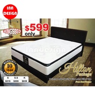 [INNDESIGN.SG] INNDESIGN Kingsbed Hilton 11inch Mattress Pocket Spring with Latex Pillow (Fully Assembled and Free Delivery)(Single/Super Single/Queen/King)