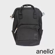 anello 霧面微光澤感 防潑水口金後背包 Regular size- 黑色