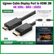 Ugreen Cable Display Port to HDMI 2M - 4K 30Hz - SKU: 10202