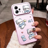 YBD Case For Motorola Moto G13 G23 G14 G32 G34 G35 Kawaii Cute 3D White Bear Cartoon Large Camera Wi