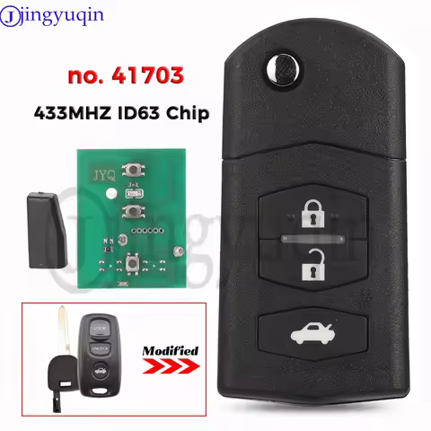 jingyuqin Model NO. 41703 433MHZ ID63 Chip 3BT Upgraded Flip Remote Car Key For Mazda MX5 MK2.5 2000