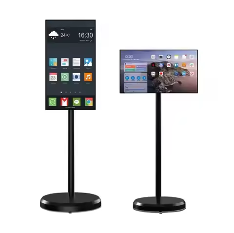 21.5inch Movable Android Television White Mobile Tv With 8MP Portable Flat Screen Tv Indoor Smart Tv