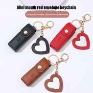 Lipstick Bag Keychain Pu Leather Lip Gloss Bag Bag Case For Travel Portable Mini With Mirror A8e2