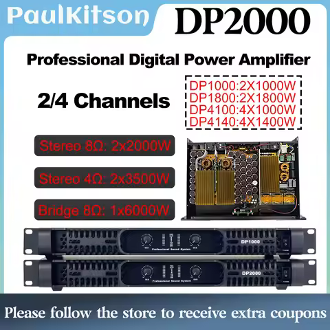 DP2000 2x2000W 8OHM Professional Digital Audio Amplifier DJ Subwoofer Preamplifier Stage Performance