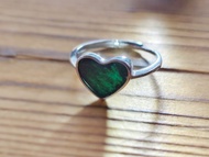 【親翠】天然翡翠 冰墨翠透燈簡單款愛心925純銀戒