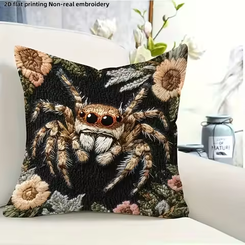 Unique 2D Flat-Printed Spider and Floral Pattern Pillow Cover Sofa cushion cover, home room dormitor