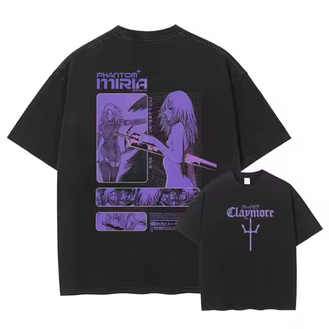 Claymore Anime Clare Miria T Shirt Men Women Cotton DTG Printed Short Sleeve Round Neck Harajuku Tee