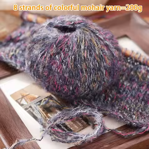 Colorful Alpaca Yarn, Medium Thickness Colorful Mohair Alpaca Yarn, Soft Hand-Knitting Material, Sui