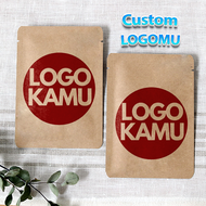 POUCH SACHET CUSTOM LOGO KRAFT COKLAT WADAH KOPI GULA SEAL