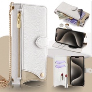 กระเป๋าสะพายข้างแฟชั่นมีสายสะพายโซ่โลหะ กระจก ช่องใส่บัตร กระเป๋าซิป และเคสโทรศัพท์ใช้ได้กับ Apple 1