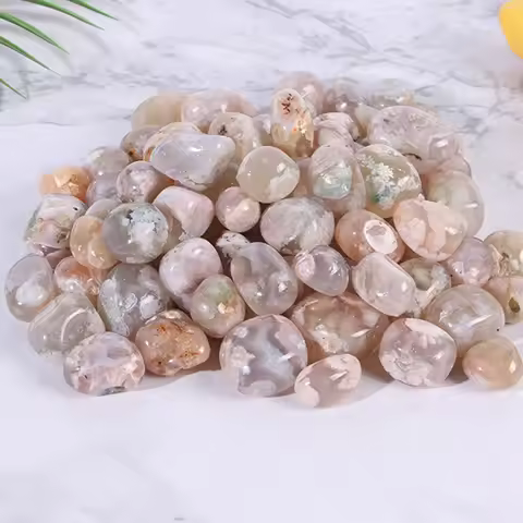 Natural Cherry Blossom Agate Tumbled Stone Sakura Agate Healing Crystal Reiki Quartz Ornament Beauti