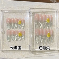 Pure Handmade Wearable Nails Long Cat Eye Wearable Nail Art Handmade Feel Fake Nail Stickers Premium