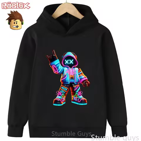 Roblox Kids Fashion Hooded Outfit 3-12Y Sweatshirt Game Character Graphic Boys Girls Wear