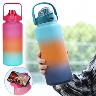 Large Capacity Student Water Cup 2000ml Bottle with Portable Handle Leak Proof Cup Gradient Color fo
