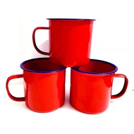 Red enamel cup nostalgic old enamel Mug cake cup hot pot  Cup Cake pot tea mug
