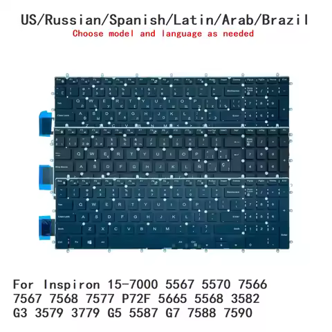 US RU SP AR BR Backlit Keyboard For Dell Inspiron 15-7000 5567 5570 7566 7567 7568 7577 P72F 5665 55