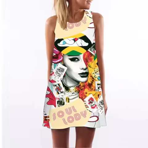 Women's Dresses Plus Size Women's Homecoming Nightgowns Women's Sleeveless O Neck Knee Length Dresse