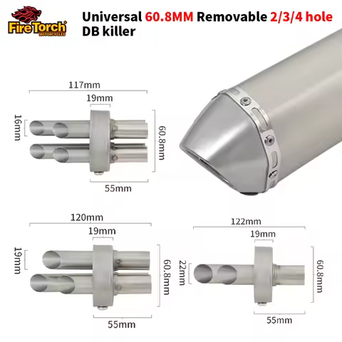 2/3/4 Hole Motorcycle 60.8MM Universal Exhaust Muffler Pipe DB Killer Removable Reduce Noise Sound E