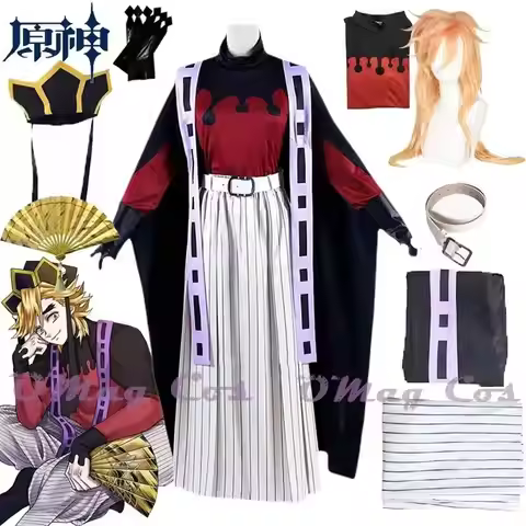 Doma Cosplay Costume Wig Fan Sets Outfit Halloween Anime Douma Kimono For Men Women