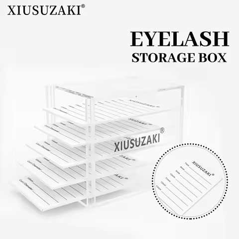 XIUSUZAKI False Eyelashes Storage Box 5 Layers Acrylic Pallet Lash Holder Display Stand Eyelash Exte