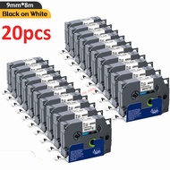 20pcs TZe-221 Compatible Brother P-Touch TZe TZ Label Tape TZe-221 for PT-D600 PT-H110 PT-P710BT PT-