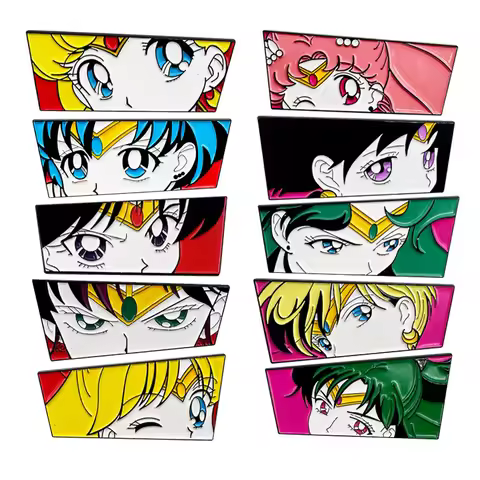 1 Set/ 8 Pcs Sailor Moon Metal Badge Creative Cartoon Anime Backpack Decoration Brooch Pins Y2k Fash