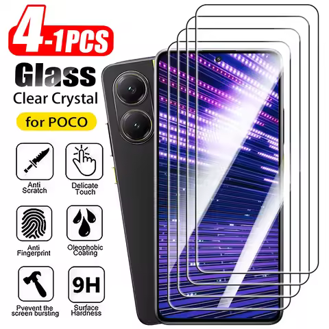 1-4Pcs Tempered Glass For POCO X7 X6 X5 Pro X4 X3 GT X8Pro Max Screen Protector on Xiaomi POCO M7 Pl